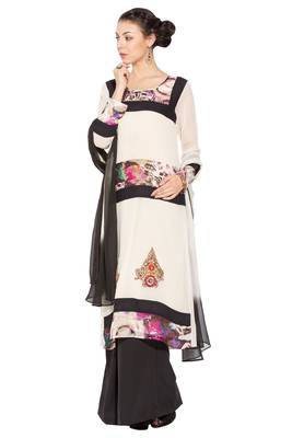 White Printed Georgette Salwar 2