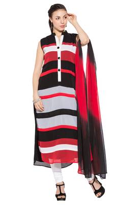 Red Printed Georgette Salwar 1