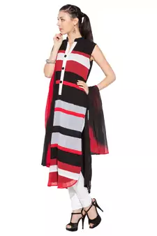 Red Printed Georgette Salwar
