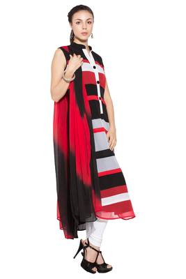 Red Printed Georgette Salwar 3