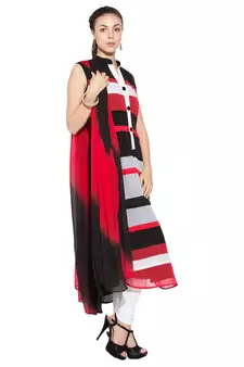 Red Printed Georgette Salwar