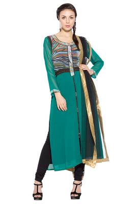 Green Printed Georgette Salwar 1