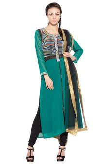 Green Printed Georgette Salwar