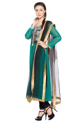 Green Printed Georgette Salwar 2