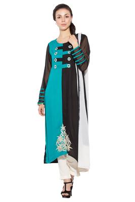 Blue Embroidered Cotton Salwar 1