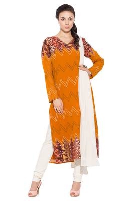 Orange Embroidered Georgette Salwar 1