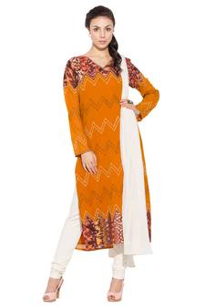 Orange Embroidered Georgette Salwar