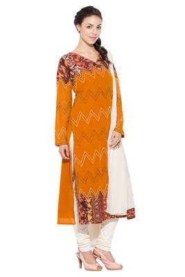 Orange Embroidered Georgette Salwar 3