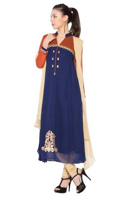 Navy Blue Embroidered Georgette Salwar 2