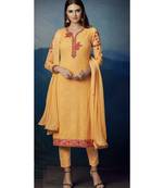 Yellow embroidered georgette salwar