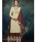 Cream multi resham work georgette salwar