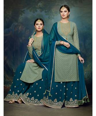 Green multi resham work georgette salwar 1