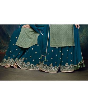 Green multi resham work georgette salwar 2