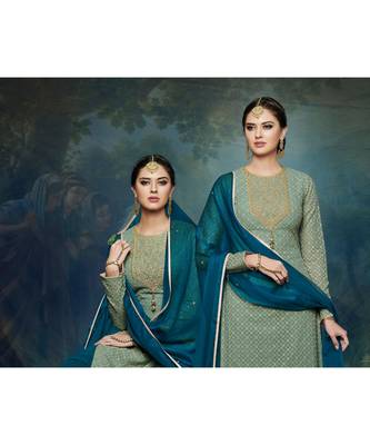 Green multi resham work georgette salwar 3
