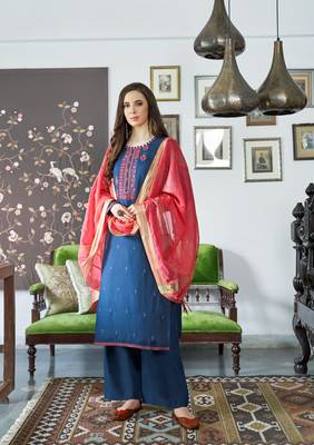 Blue zari cotton salwar 1