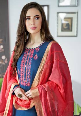 Blue zari cotton salwar 2