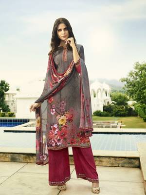 Grey printed crepe salwar 1