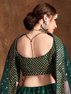 Beautiful Green Embroidered Art Silk Wedding Designer Lehenga Choli For Women 3