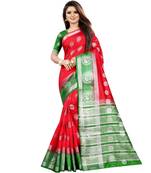 Orange woven art silk saree with blouse