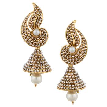 White flower Indian pearl jhumka earring jhumki 1