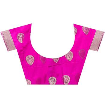 Blue woven art silk saree with blouse 3