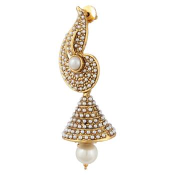 White flower Indian pearl jhumka earring jhumki 2