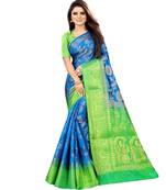 Light blue woven art silk saree with blouse