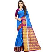 Light blue woven art silk saree with blouse