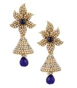 Sunflower pearl polki blue jhumka Indian jhumki earring