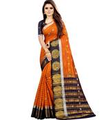 Mustard woven art silk saree with blouse