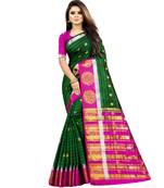 Green woven art silk saree with blouse