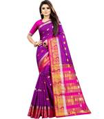 Purple woven art silk saree with blouse