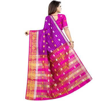Purple woven art silk saree with blouse 2