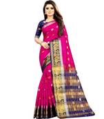Pink woven art silk saree with blouse