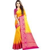 Mustard woven art silk saree with blouse