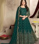 Teal embroidered georgette salwar