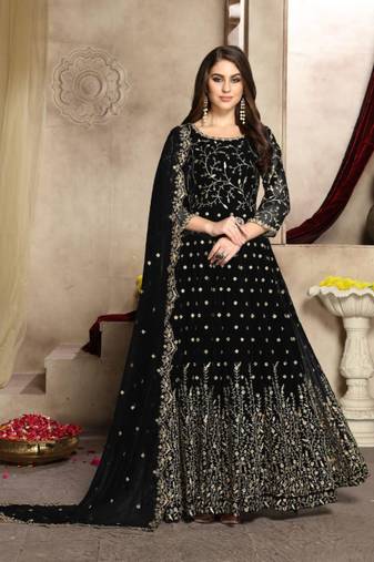 Black embroidered georgette salwar