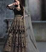 Black embroidered velvet salwar