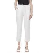 Cream Solid Pant