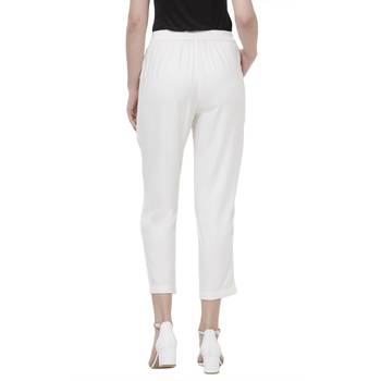 Cream Solid Pant 4