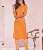 Orange Rayon Plain Kurtas And Kurtis