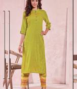 Lime Rayon Plain Kurtas And Kurtis
