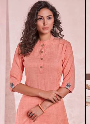 Peach Rayon Plain Kurtas And Kurtis 2
