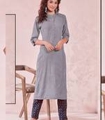 Grey Rayon Plain Kurtas And Kurtis