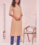 Cream Rayon Plain Kurtas And Kurtis