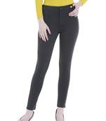 Grey Solid Fitted Pant