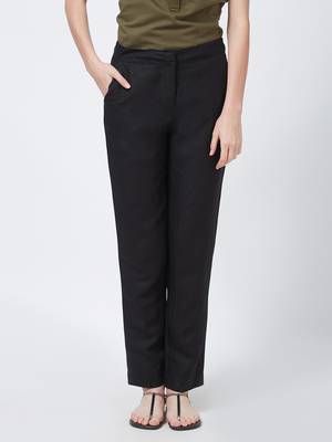 Black casual Linen Pants 1