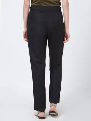 Black casual Linen Pants 2