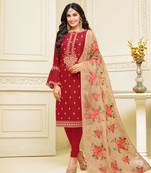 Designer Satin Georgette Semi-Stitched Salwar Suit