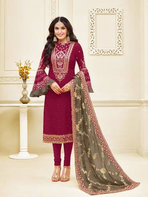 Designer Satin Georgette Semi-Stitched Salwar Suit 1